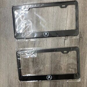 2 Pack For Acura Black Finish Stainless Steel Metal License Plate Frame